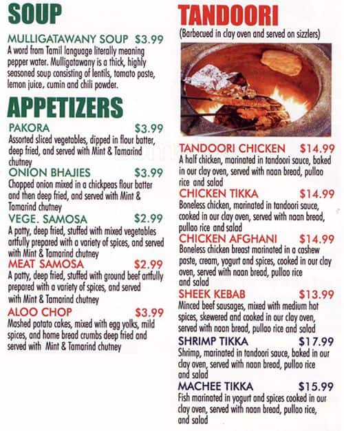 Menu of Ali’s Tandoori Curry House photo2