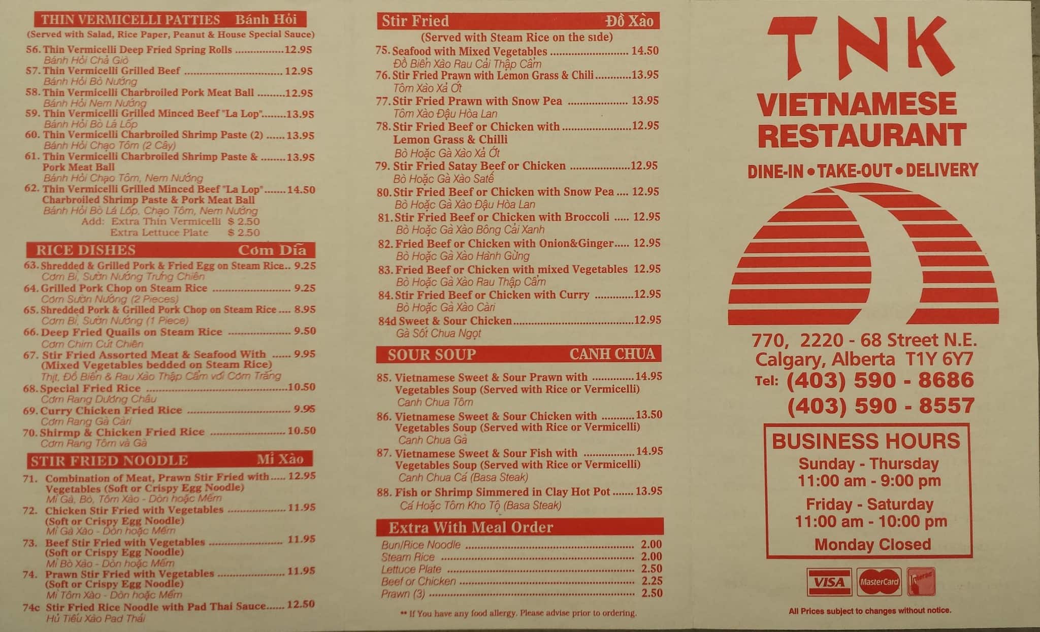 Menu of Tnk Vietnamese Restaurant photo2