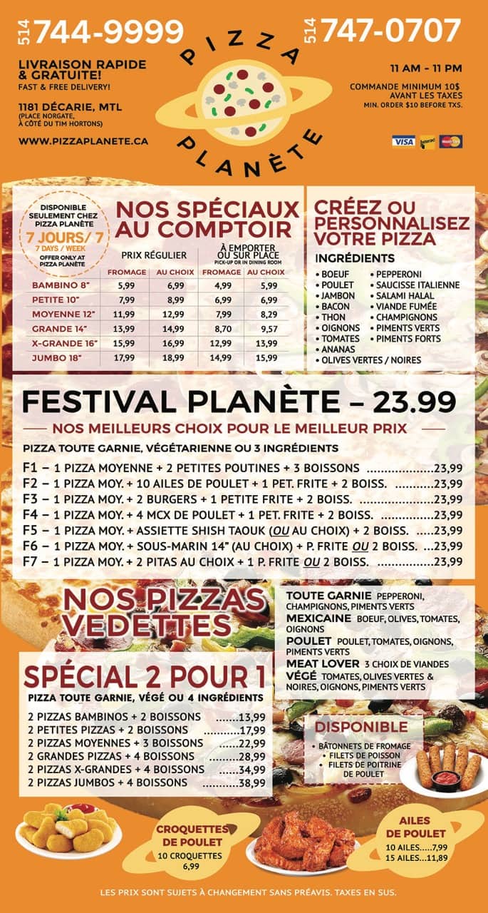 Menu of Pizza Planete photo2