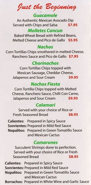 Menu of Mexico Lindo photo2