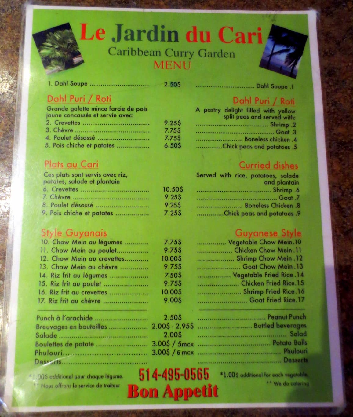 Menu of Jardin Du Cari photo2