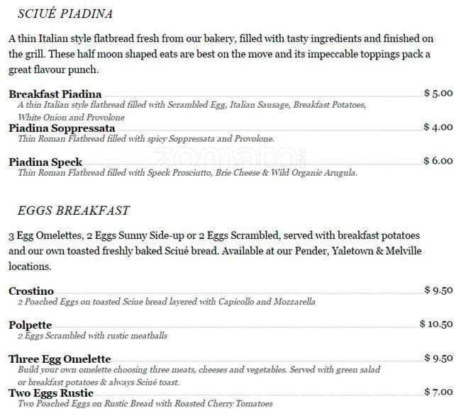 Menu of Sciue photo5