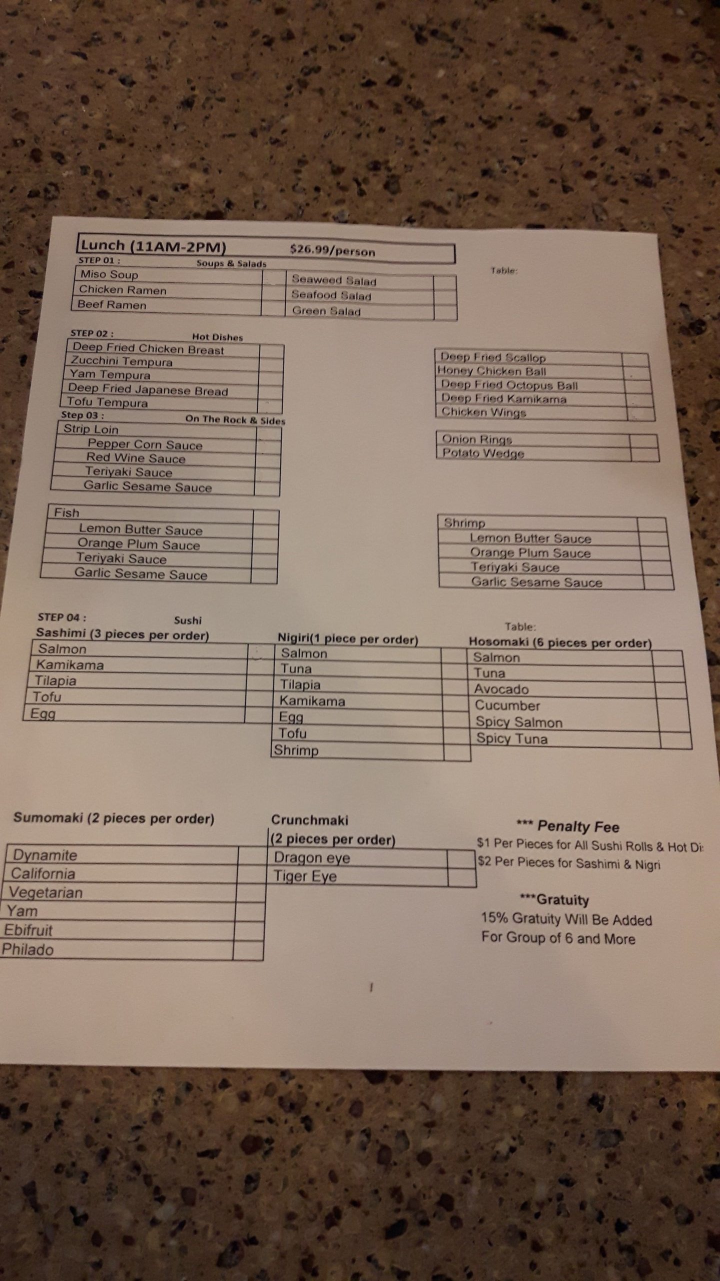 Menu of Lava Rock Grille & Sushi photo12