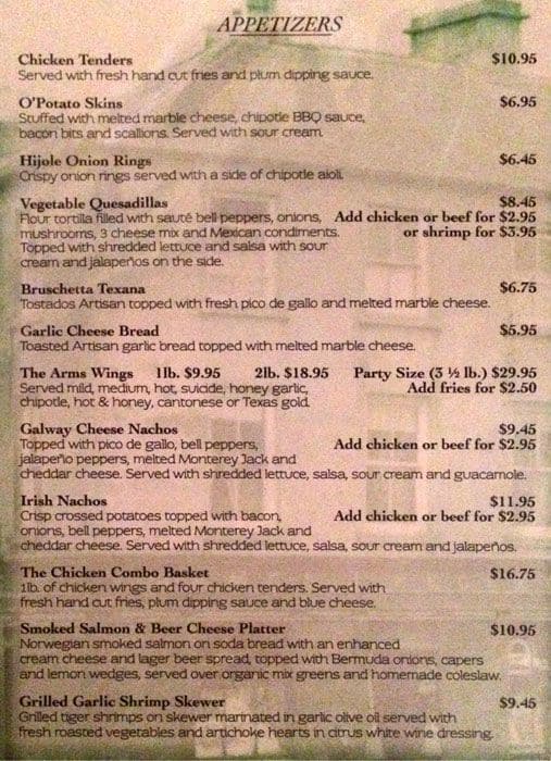 Menu of The Galway Arms photo2