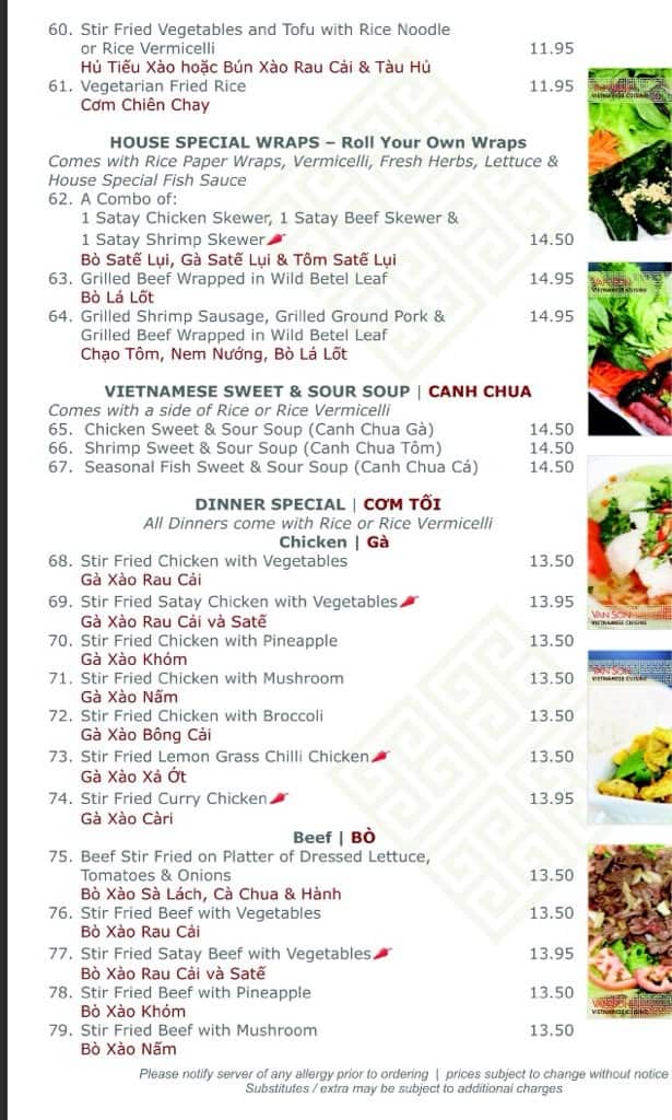 Menu of Van Son Vietnamese Cuisine photo5