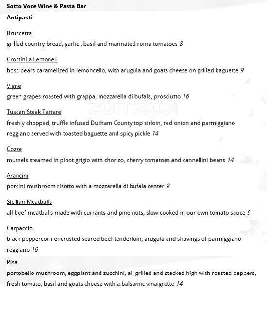 Menu of Sotto Voce photo2