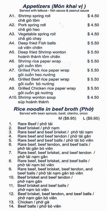Menu of Pho Haven Vietnamese photo2