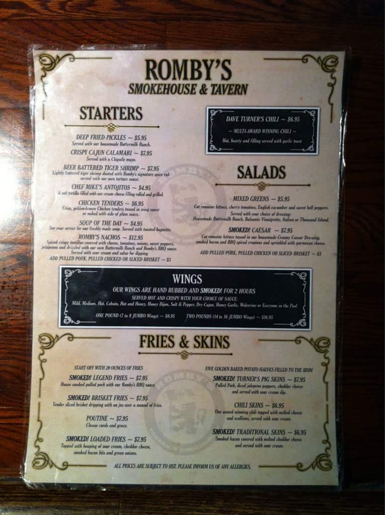 Menu of Romby’s Tavern and Smokehouse photo3