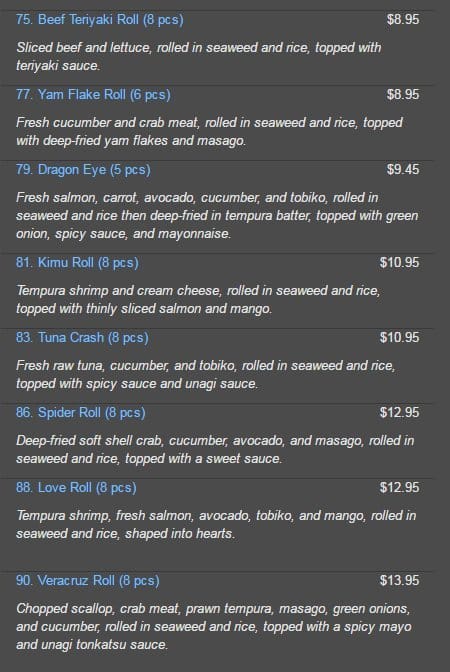 Menu of Sushi Kimu photo12