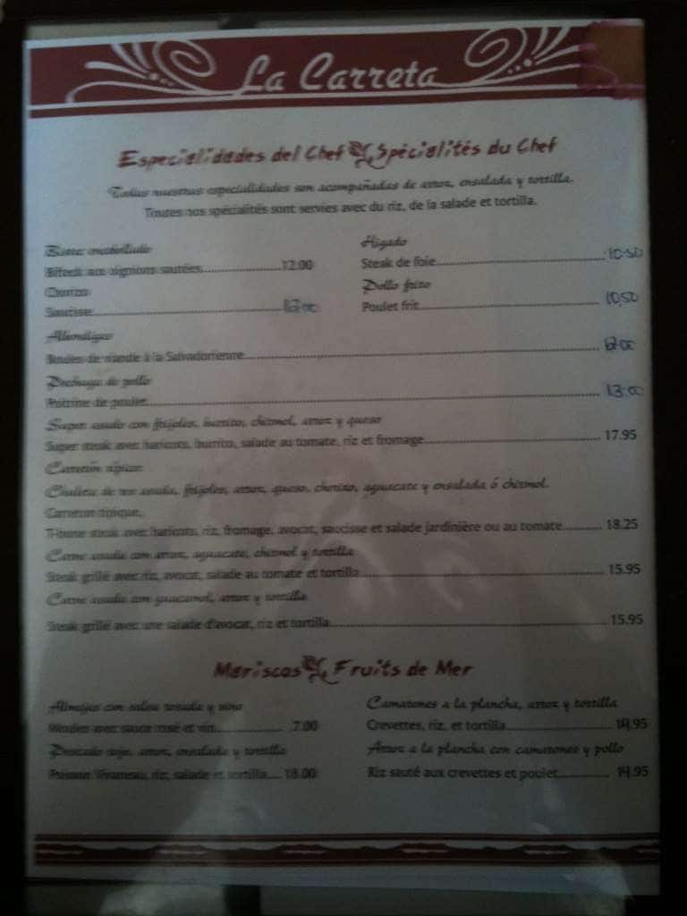 Menu of La Carreta photo5