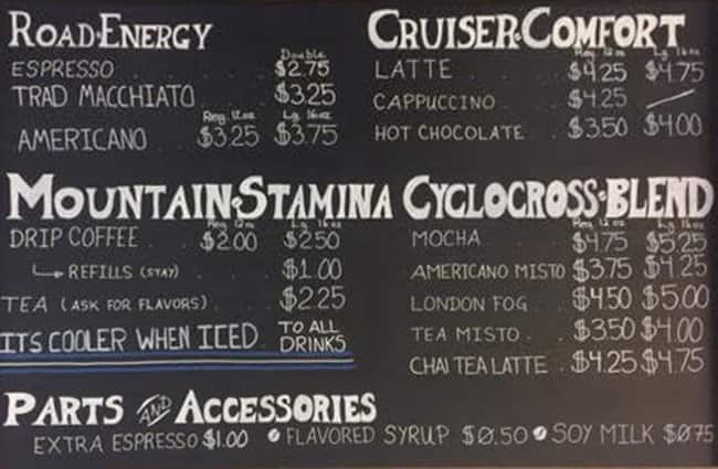 Menu of Bike and Brew photo2