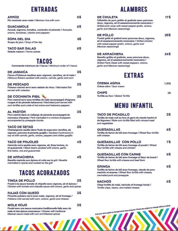 Menu of Taco Bar photo2