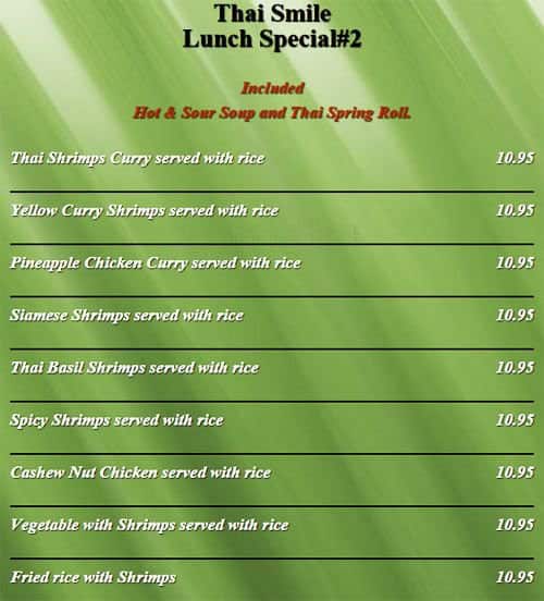 Menu of Thai Smile photo3