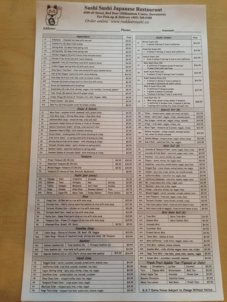 Menu of Sushi Sushi Japanese Restaurant photo2