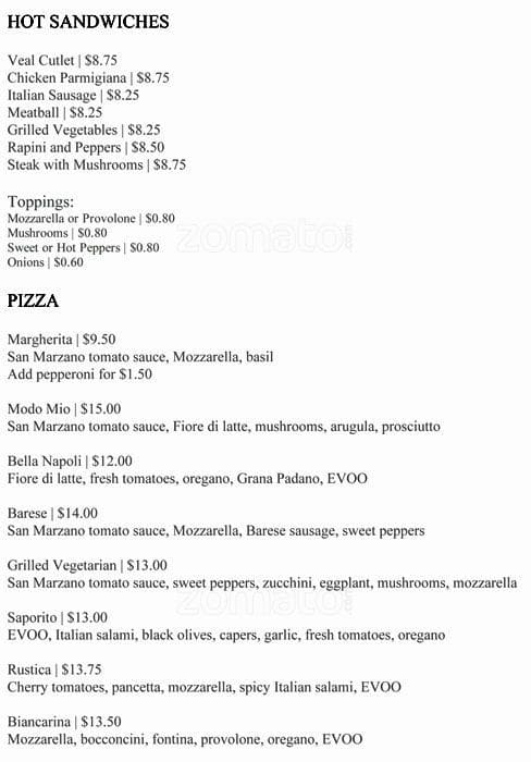 Menu of Modo Mio photo2