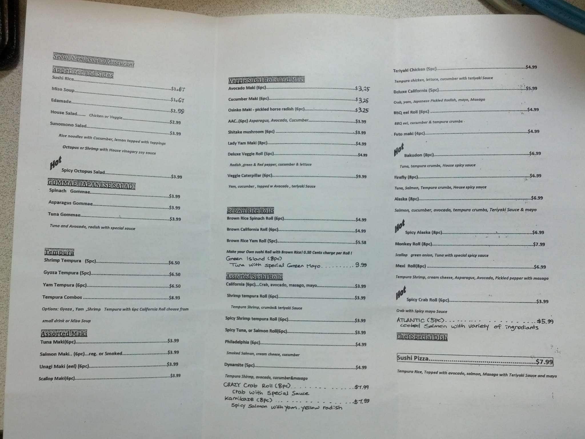 Menu of Seoul Nami photo3