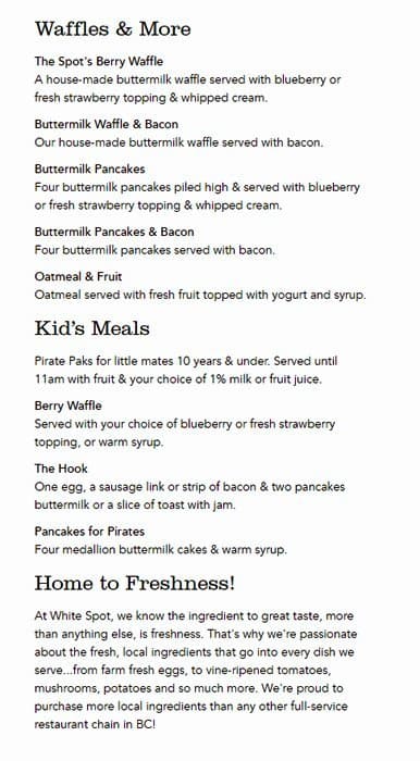 Menu of White Spot photo8