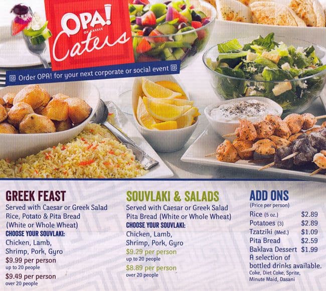 Menu of OPA! Of Greece photo4
