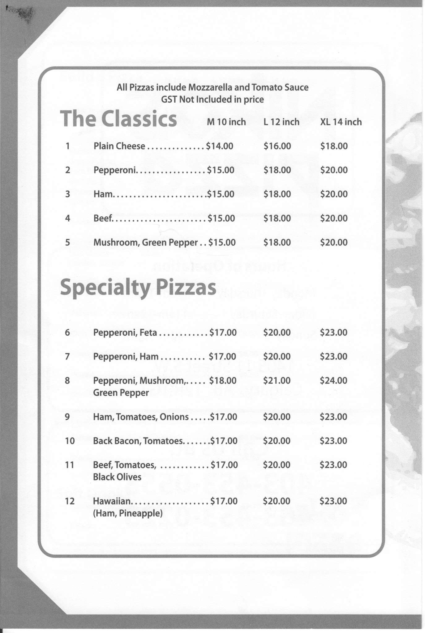Menu of Nikos Pizza photo2