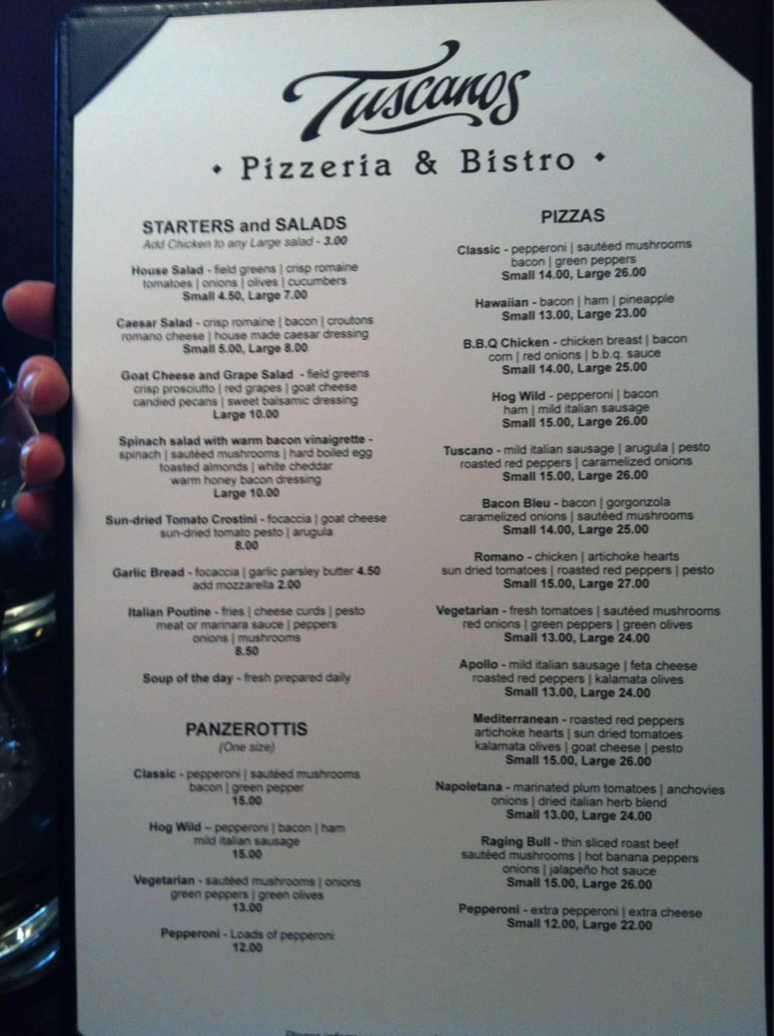 Menu of Tuscanos Pizzeria & Bistro photo5
