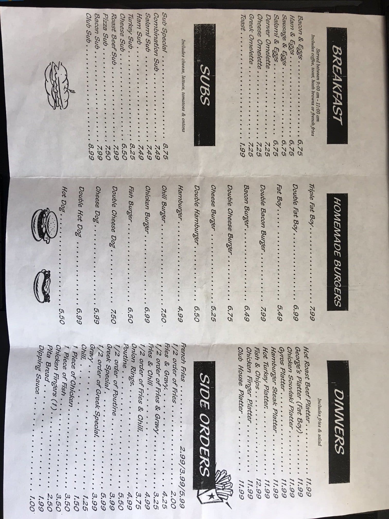 Menu of George’s Burgers and Subs photo3