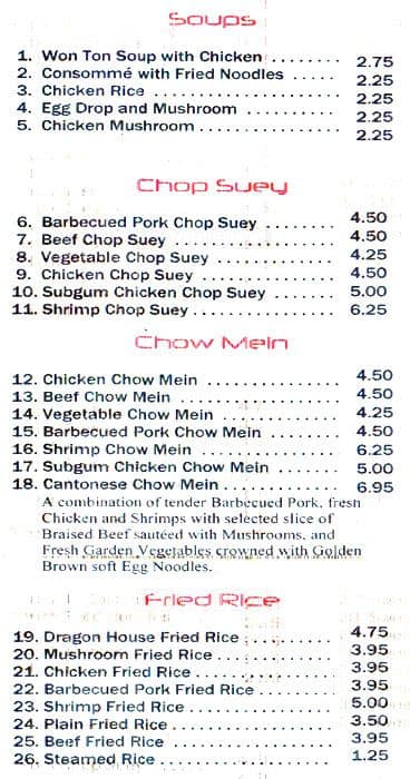 Menu of Dragon House Chinese Food photo2