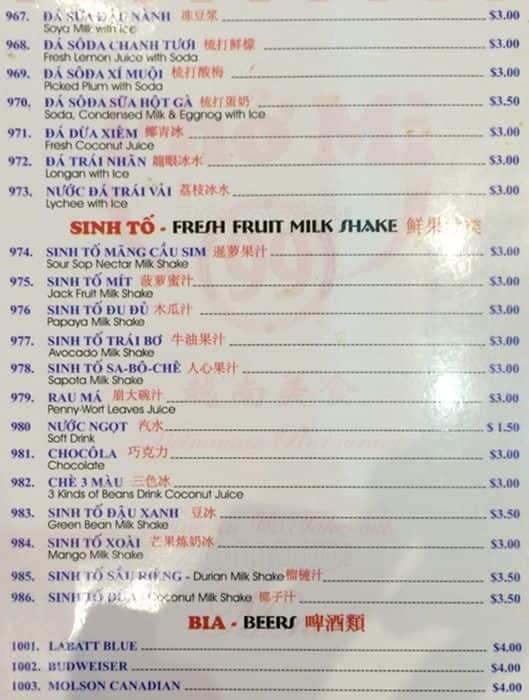 Menu of Pho Mi 99 photo13