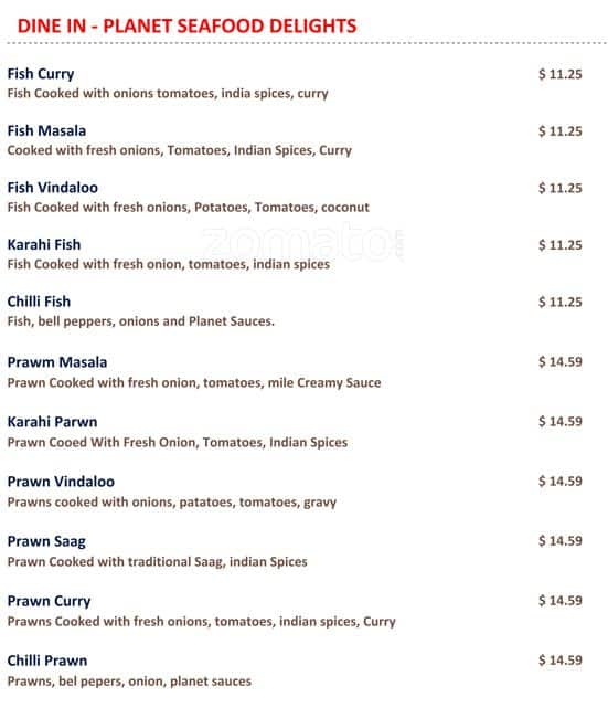 Menu of Planet India Restaurant photo8