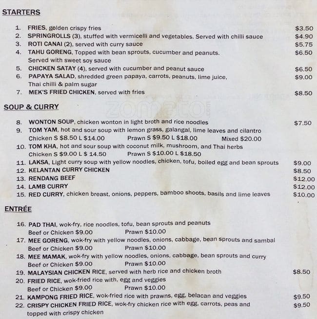 Menu of Mek’s Delight photo2