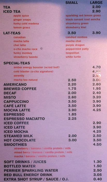 Menu of O-Cha Tea Bar photo3