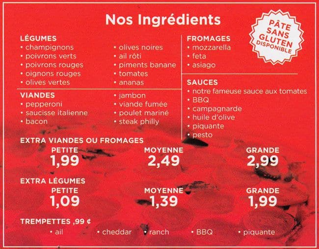 Menu of Pizza La Différence photo2