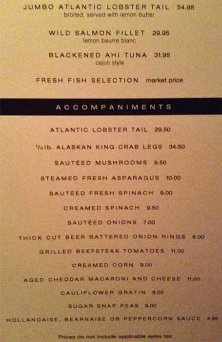 Menu of Hy’s Steakhouse photo5