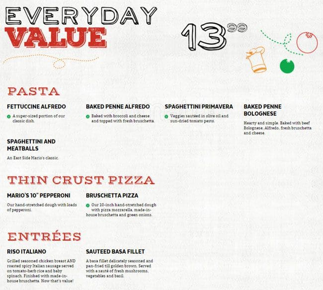 Menu of East Side Mario’s photo13