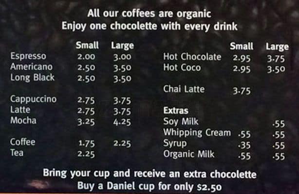 Menu of Daniel Le Chocolat Belge photo2