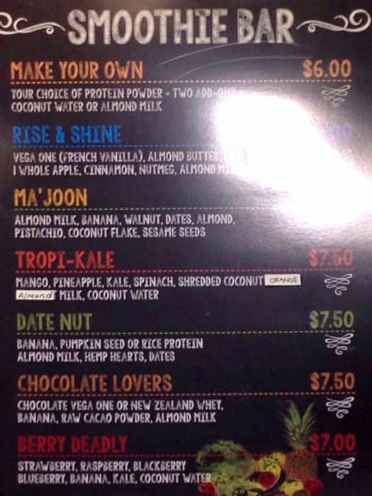 Menu of Victoria’s Health and Organic Bar photo3