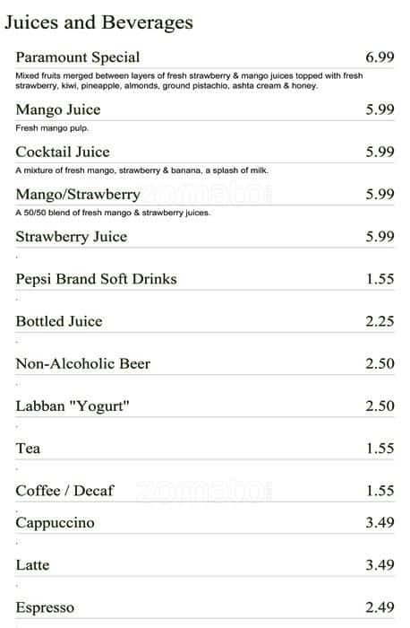 Menu of Paramount Fine Foods photo15