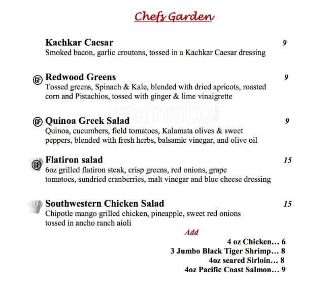 Menu of Redwood Steakhouse & Bar photo3