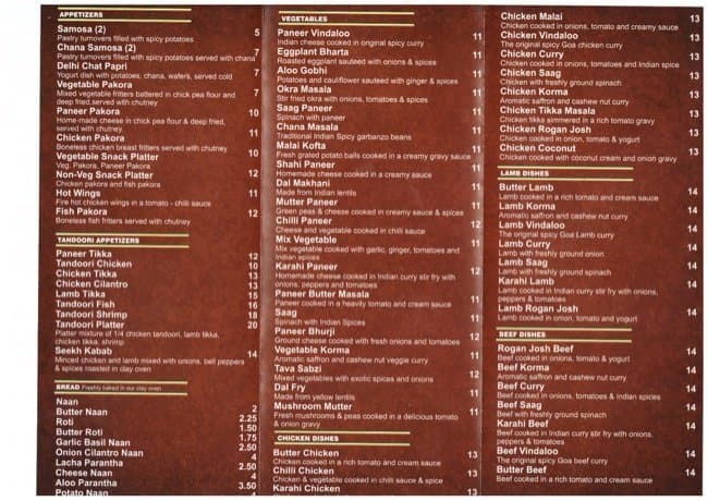 Menu of Mirch Masala Restaurant photo3