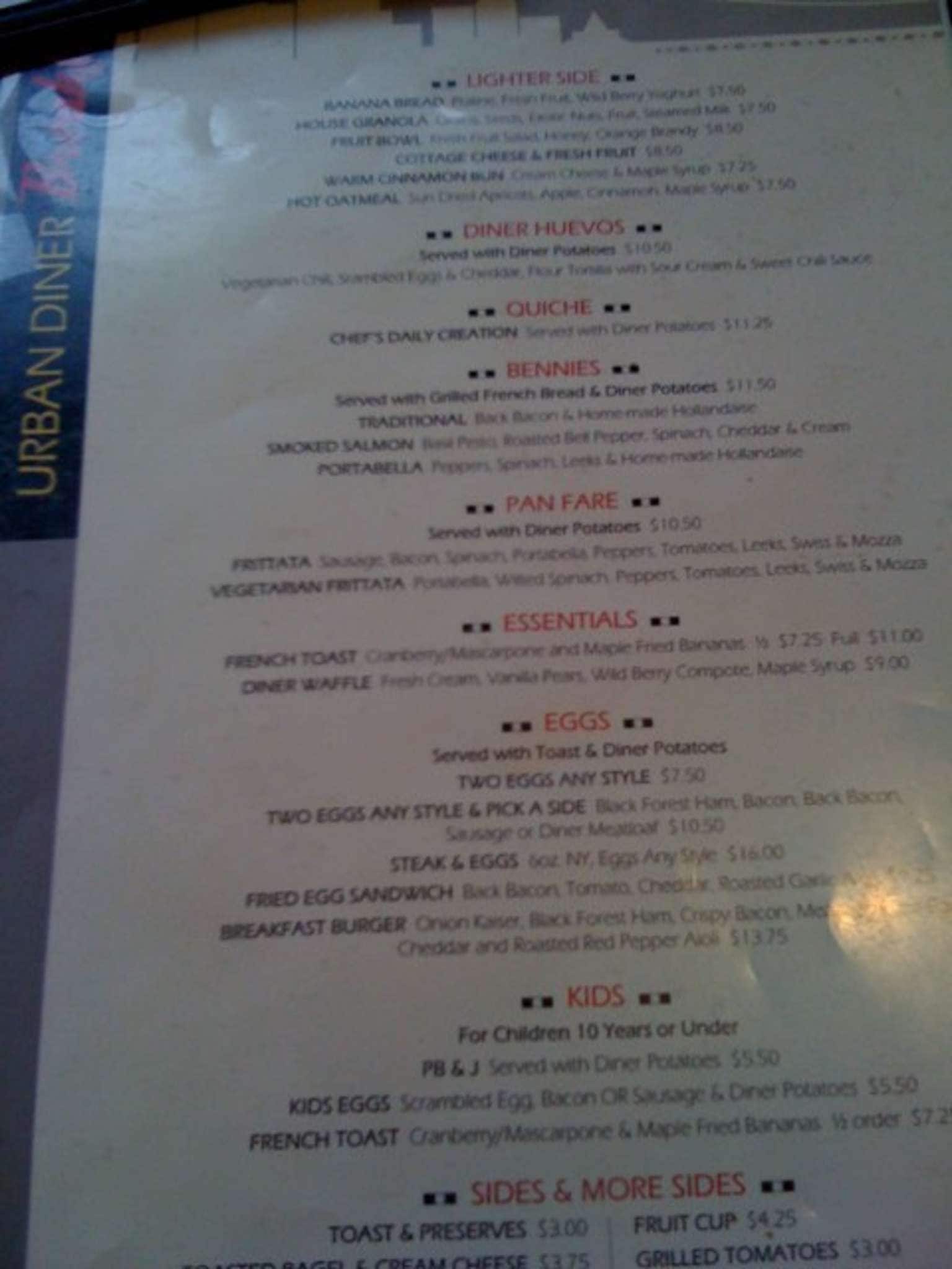 Menu of Urban Diner photo2