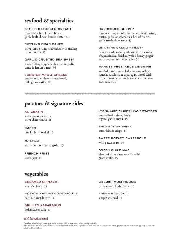 Menu of Ruth’s Chris Steak House photo5