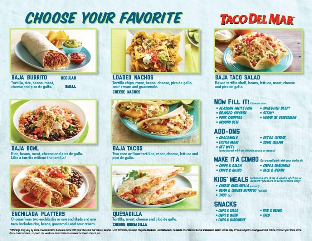 Menu of Taco Del Mar photo2