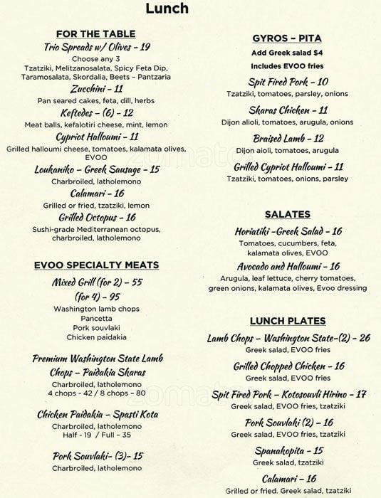 Menu of EVOO Greek Kitchen photo2