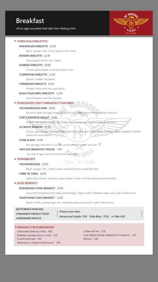 Menu of The Roadhouse All Day Grille photo2