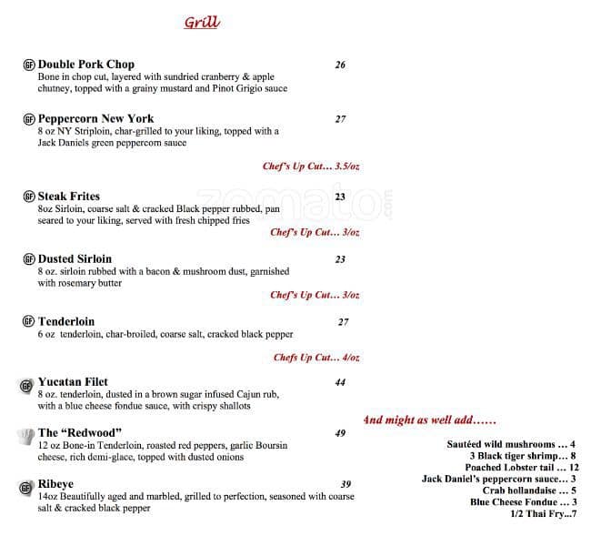 Menu of Redwood Steakhouse & Bar photo6
