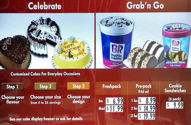Menu of Baskin Robbins photo2