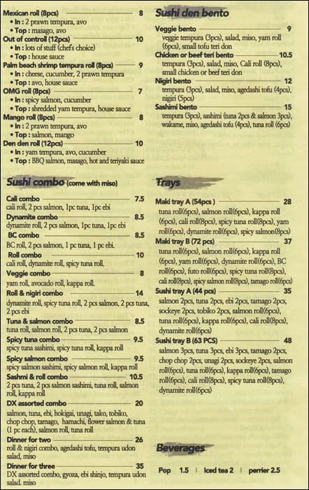 Menu of Sushi Den photo4