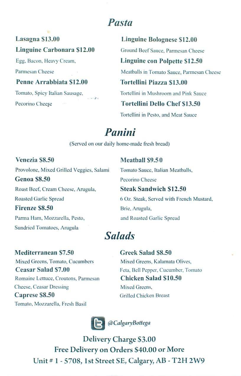 Menu of Bottega Trattoria photo3