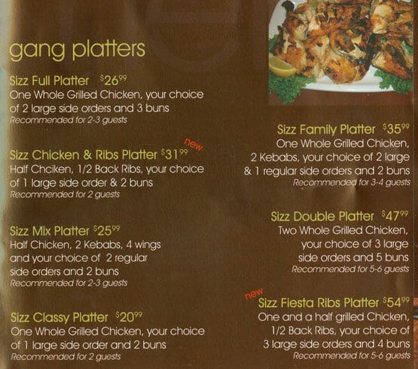 Menu of Sizzlo’z photo3