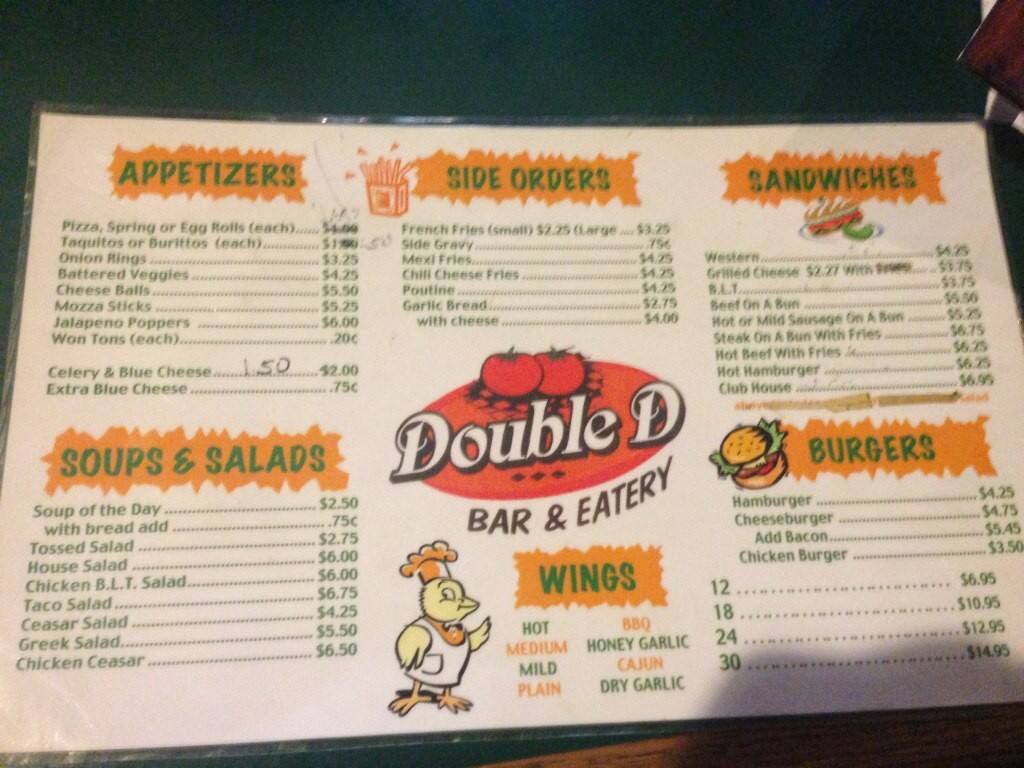 Menu of Double D Bar & Eatery photo2