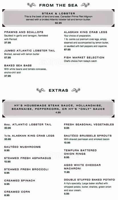 Menu of Hy’s Steakhouse photo4